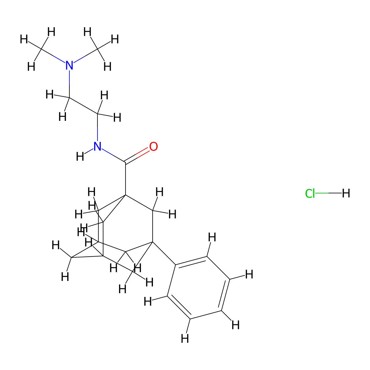 (1s,3r,5R,7S)-N-(2-(dimethylamino)ethyl)-3-phenyladamantane-1-carboxamide hydrochloride molecular structure, CAS 1052404-94-0