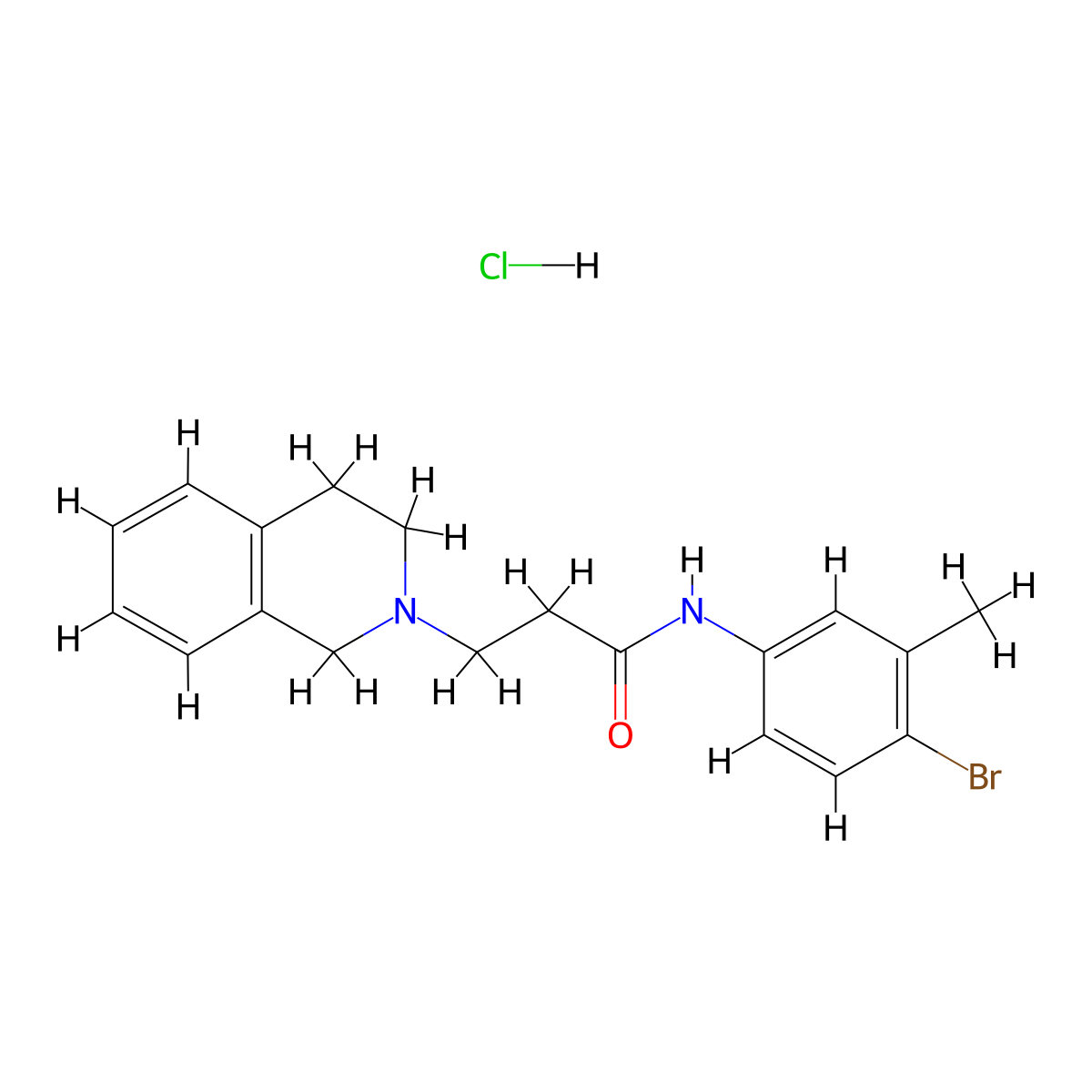 N-(4-bromo-3-methylphenyl)-3-(3,4-dihydro-1H-isoquinolin-2-yl)propanamide;hydrochloride molecular structure, CAS 1052405-09-0