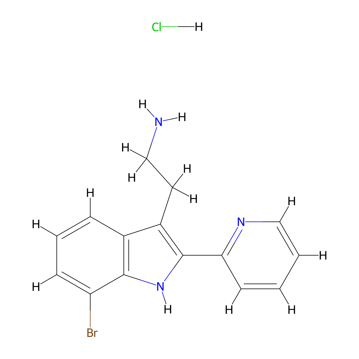 2-[7-Bromo-2-(pyridin-2-yl)-1H-indol-3-yl]ethylamine hydrochloride molecular structure, CAS 1052405-41-0