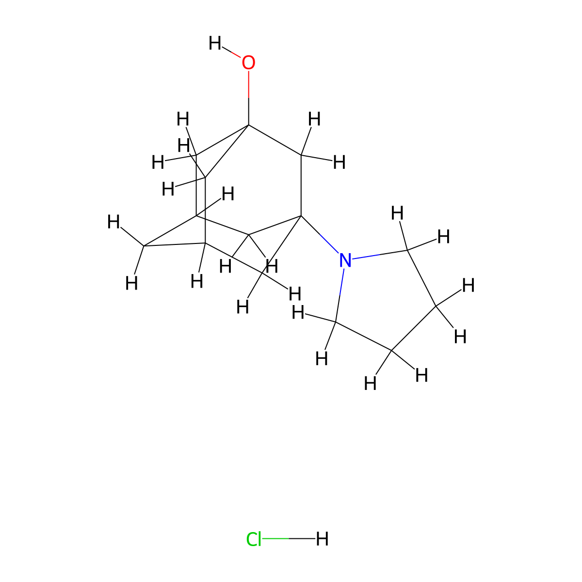 3-pyrrolidin-1-yladamantan-1-ol Hydrochloride molecular structure, CAS 1052406-65-1