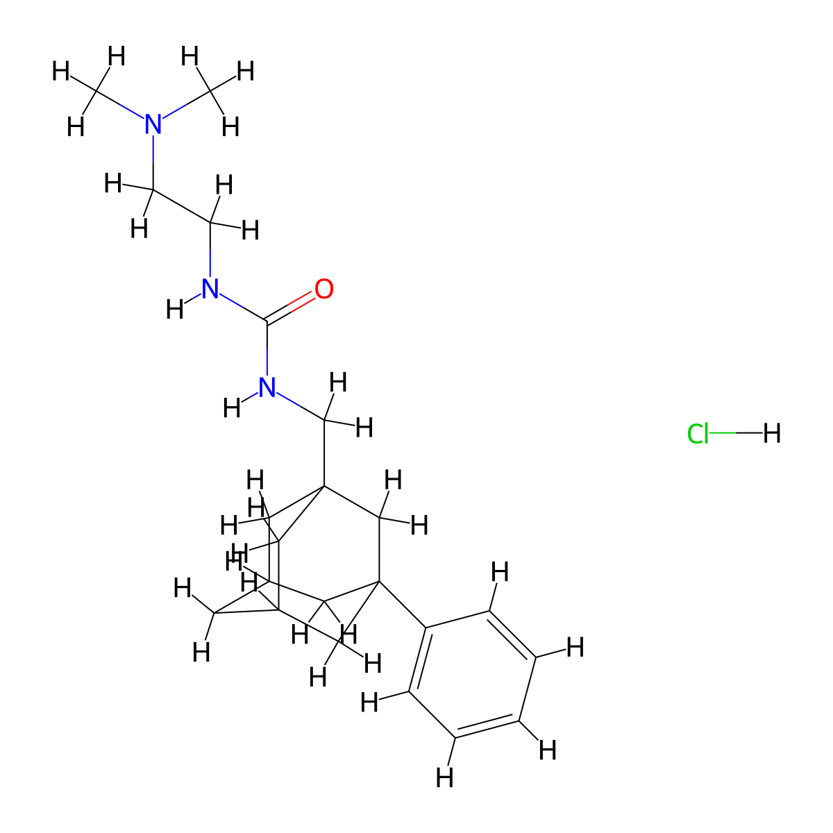3-[2-(Dimethylamino)ethyl]-1-[(3-phenyladamantan-1-YL)methyl]urea hydrochloride molecular structure, CAS 1052407-53-0