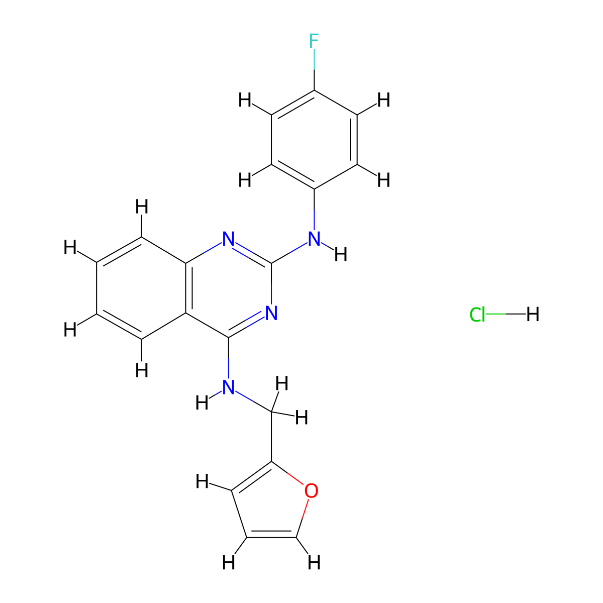 N2-(4-Fluorophenyl)-N4-(furan-2-ylmethyl)quinazoline-2,4-diamine hydrochloride molecular structure, CAS 1052408-32-8