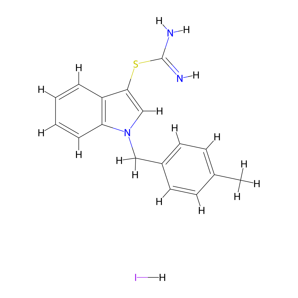 1-(4-Methylbenzyl)-1H-indol-3-yl imidothiocarbamate hydroiodide molecular structure, CAS 1052409-40-1
