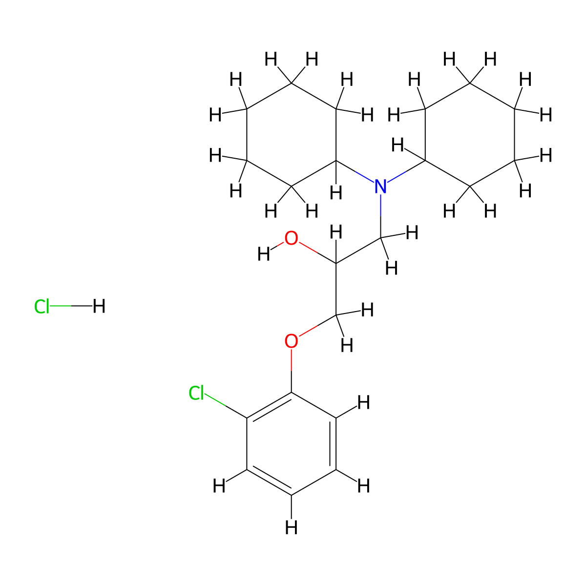 1-(2-Chlorophenoxy)-3-(dicyclohexylamino)propan-2-ol;hydrochloride molecular structure, CAS 1052409-41-2