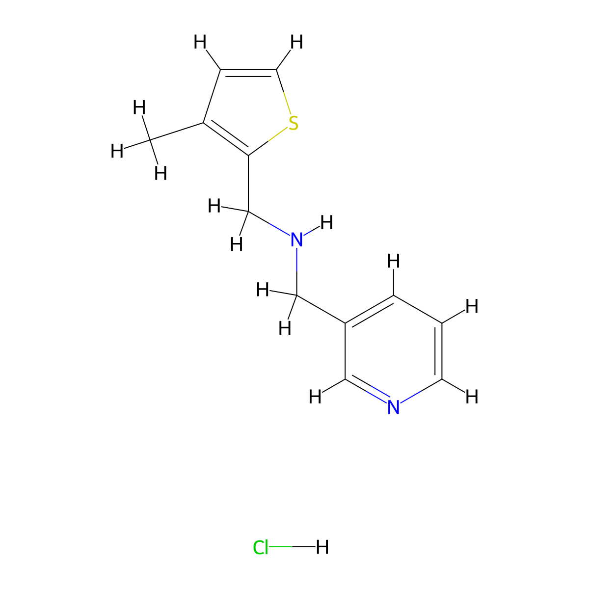 (3-Methyl-thiophen-2-ylmethyl)-pyridin-3-ylmethyl-amine hydrochloride molecular structure, CAS 1052409-97-8