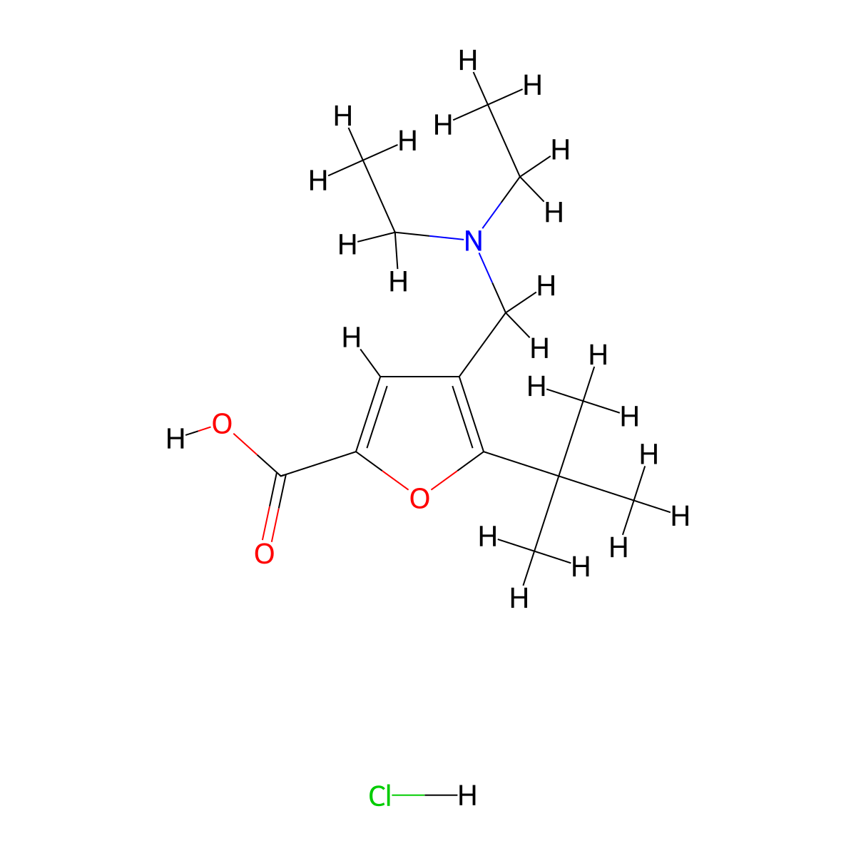 5-(Tert-butyl)-4-((diethylamino)methyl)furan-2-carboxylic acid hydrochloride molecular structure, CAS 1052410-78-2