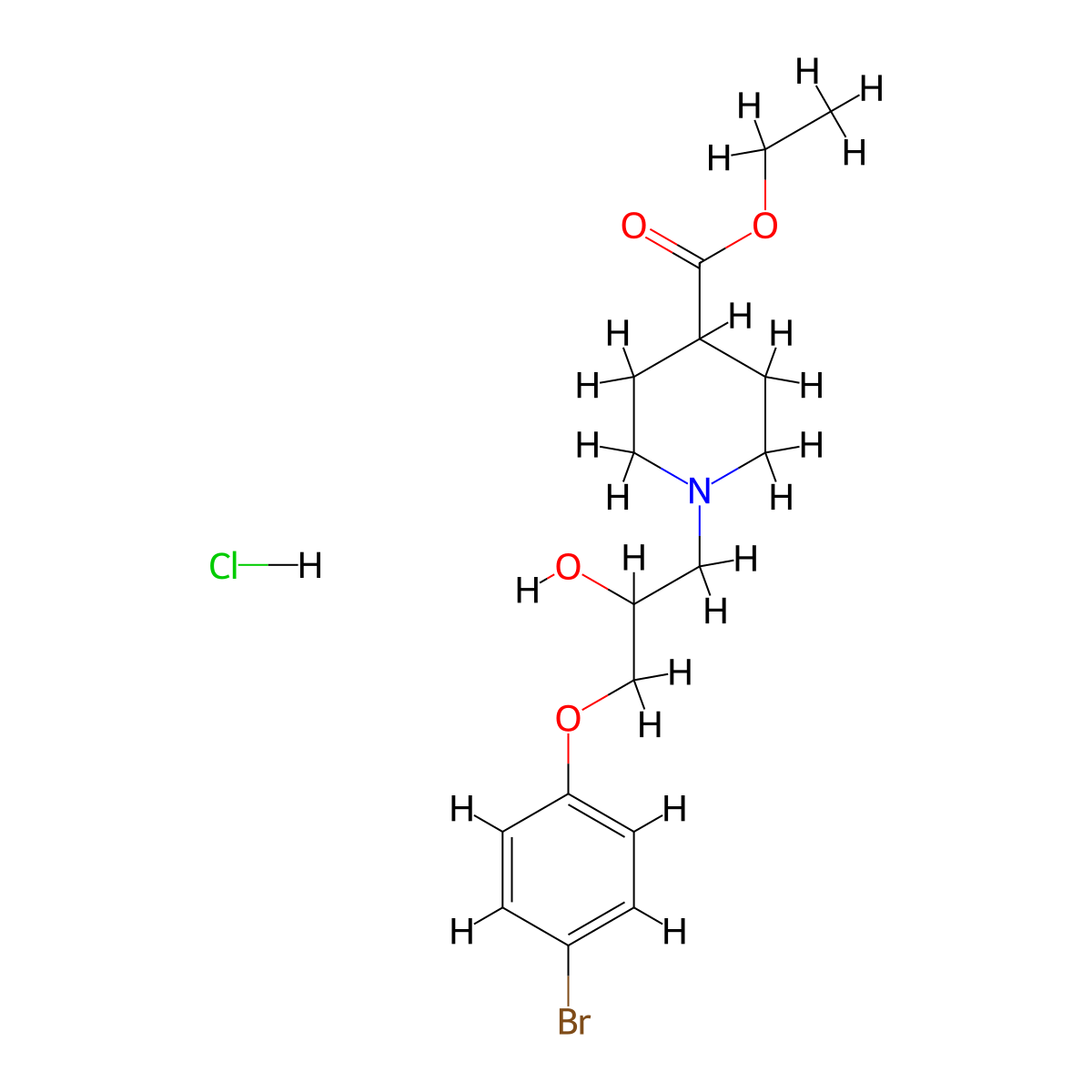 Ethyl 1-[3-(4-bromophenoxy)-2-hydroxypropyl]piperidine-4-carboxylate hydrochloride molecular structure, CAS 1052411-00-3
