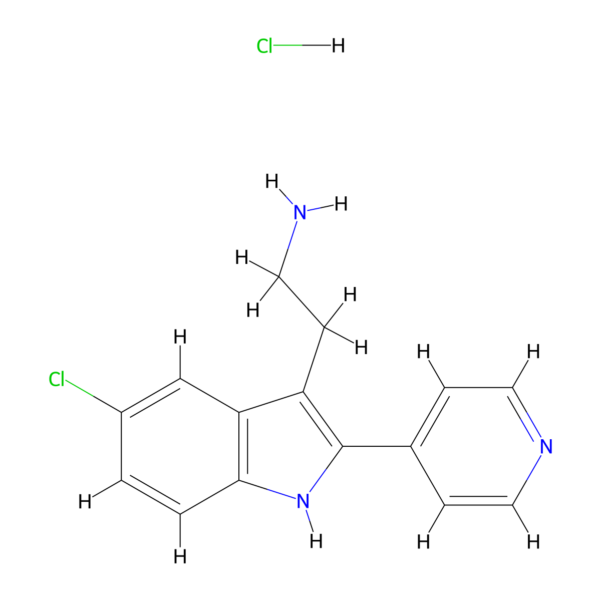 2-(5-Chloro-2-pyridin-4-YL-1H-indol-3-YL)-ethylamine hydrochloride molecular structure, CAS 1052411-15-0