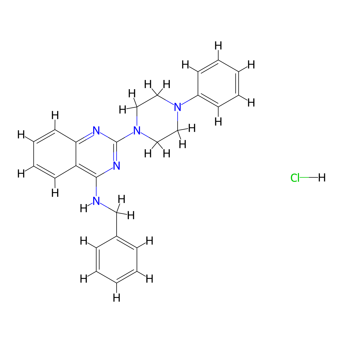 N-benzyl-2-(4-phenylpiperazin-1-yl)quinazolin-4-amine Hydrochloride molecular structure, CAS 1052411-29-6