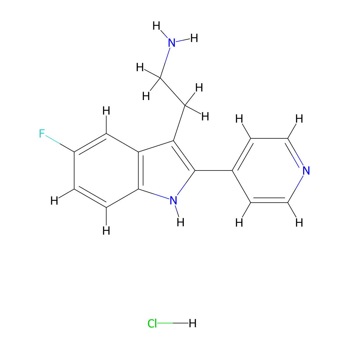 2-(5-Fluoro-2-(pyridin-4-yl)-1H-indol-3-yl)ethanamine hydrochloride molecular structure, CAS 1052411-35-4