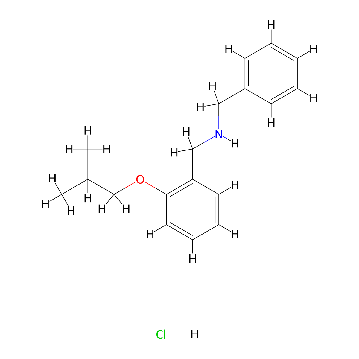 N-[[2-(2-methylpropoxy)phenyl]methyl]-1-phenylmethanamine;hydrochloride molecular structure, CAS 1052411-60-5