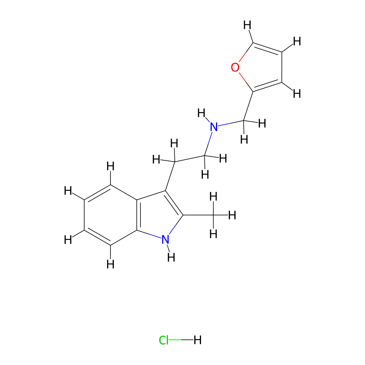 N-(furan-2-ylmethyl)-2-(2-methyl-1H-indol-3-yl)ethan-1-amine hydrochloride molecular structure, CAS 1052411-88-7