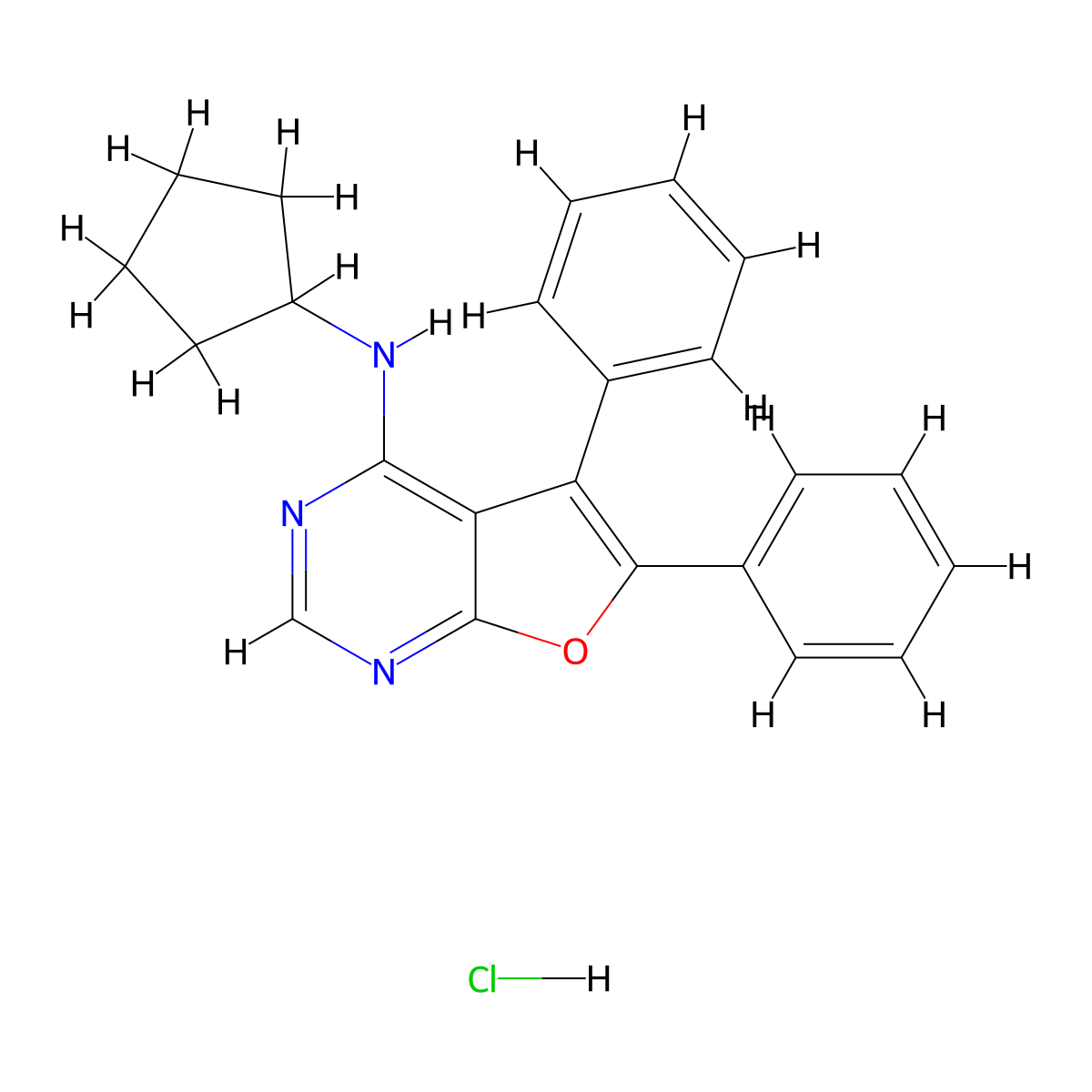 N-cyclopentyl-5,6-diphenylfuro[2,3-d]pyrimidin-4-amine hydrochloride molecular structure, CAS 1052411-90-1