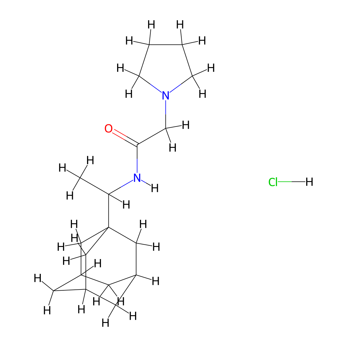 N-[1-(1-adamantyl)ethyl]-2-(1-pyrrolidinyl)acetamide hydrochloride molecular structure, CAS 1052412-09-5