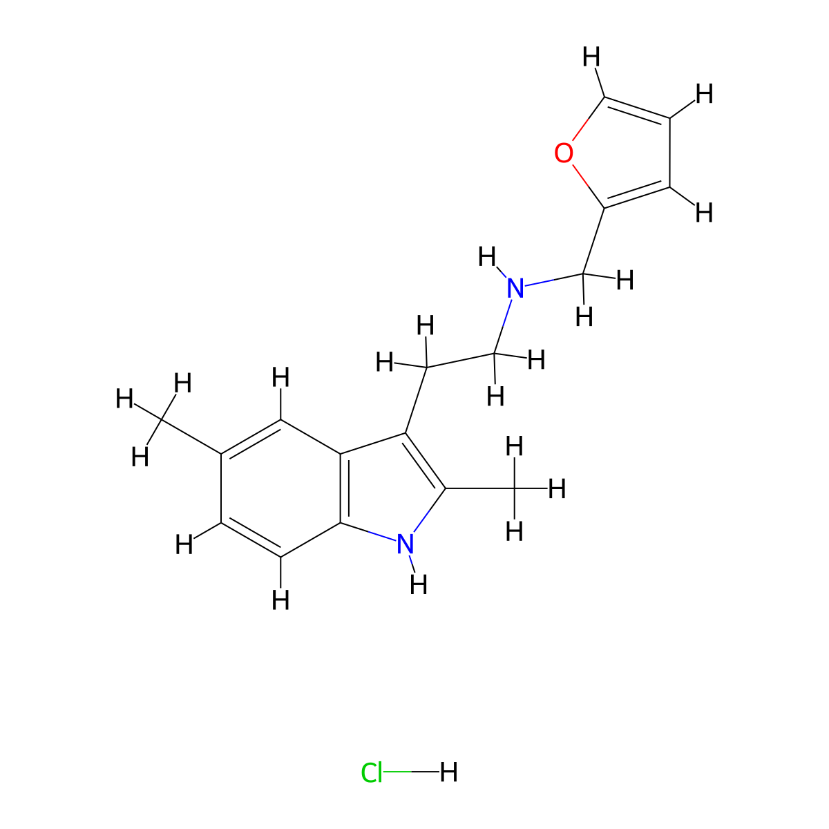 2-(2,5-dimethyl-1H-indol-3-yl)-N-(furan-2-ylmethyl)ethan-1-amine hydrochloride molecular structure, CAS 1052412-17-5