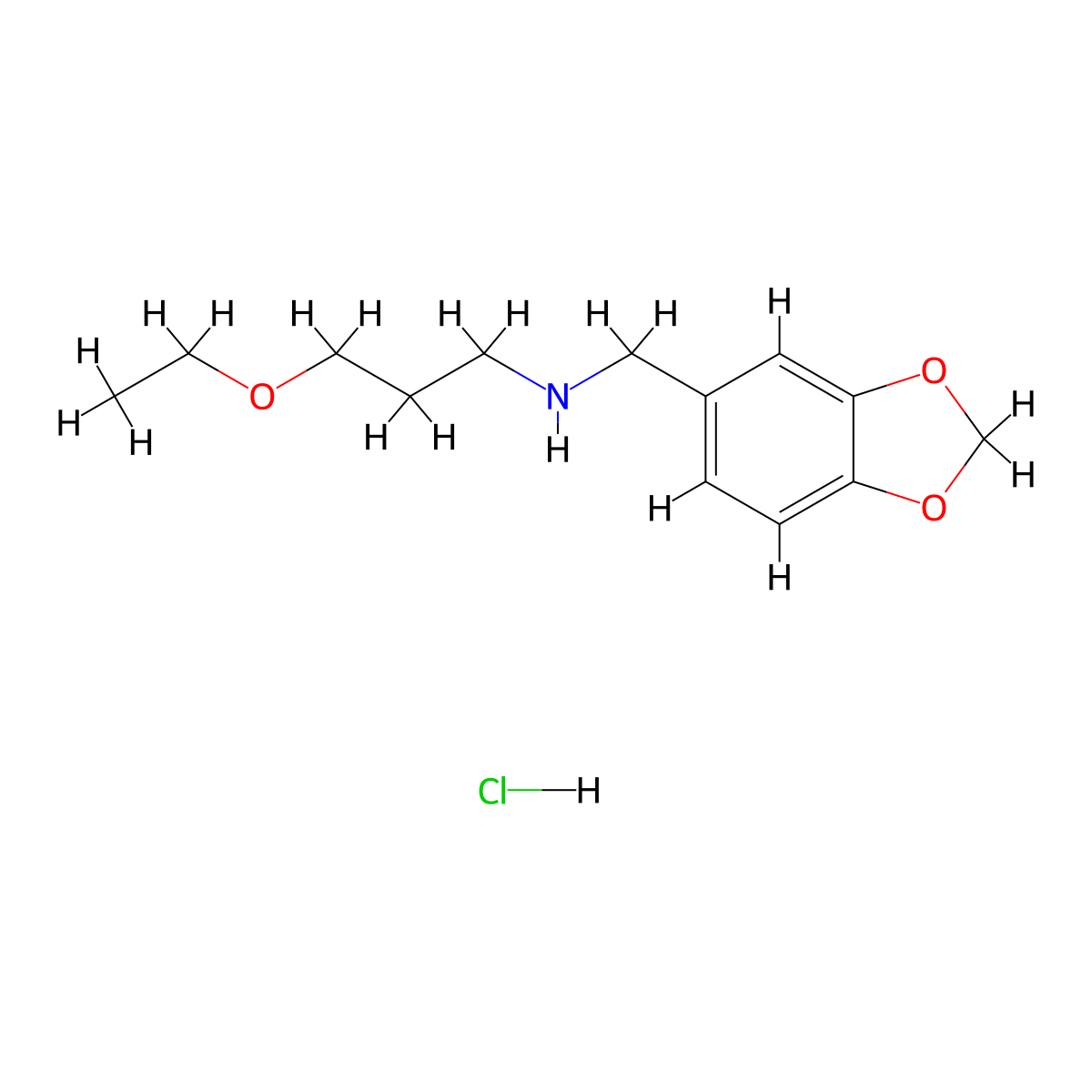 Benzo[1,3]dioxol-5-ylmethyl-(3-ethoxy-propyl)-amine hydrochloride molecular structure, CAS 1052412-33-5