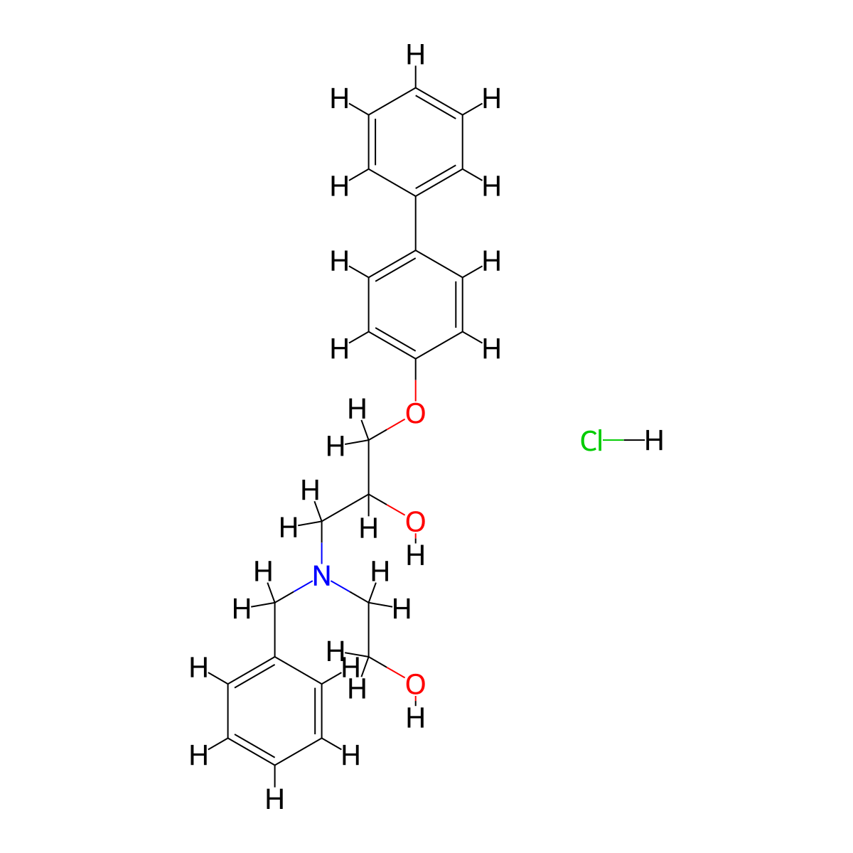 1-[Benzyl(2-hydroxyethyl)amino]-3-{[1,1'-biphenyl]-4-yloxy}propan-2-OL hydrochloride molecular structure, CAS 1052412-42-6