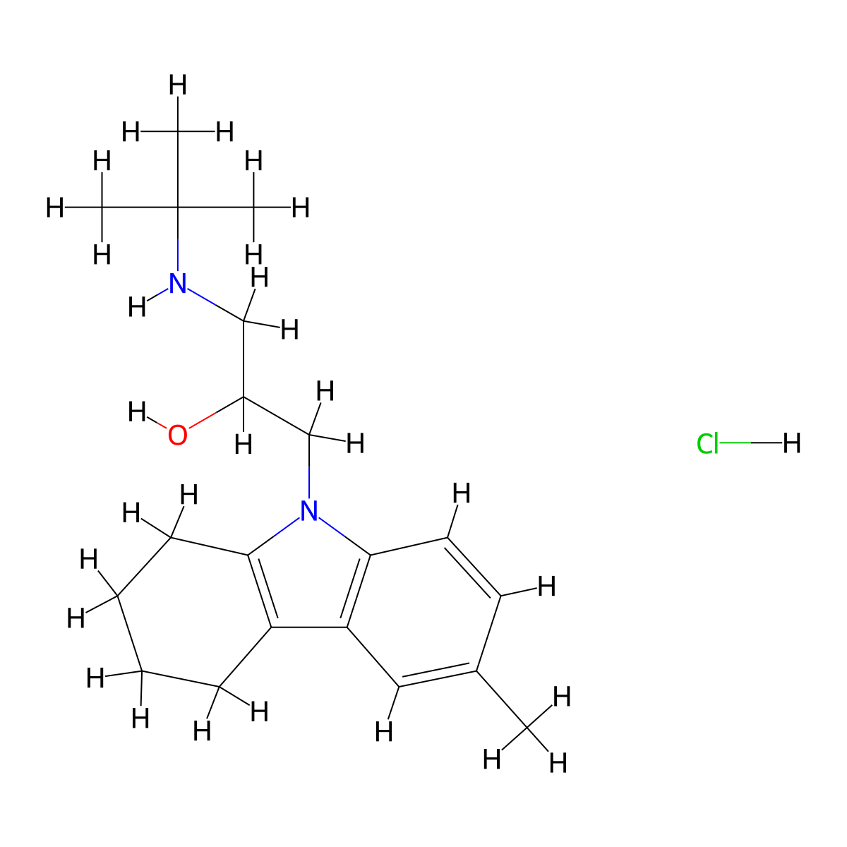1-(tert-butylamino)-3-(6-methyl-3,4-dihydro-1H-carbazol-9(2H)-yl)propan-2-ol hydrochloride molecular structure, CAS 1052412-79-9