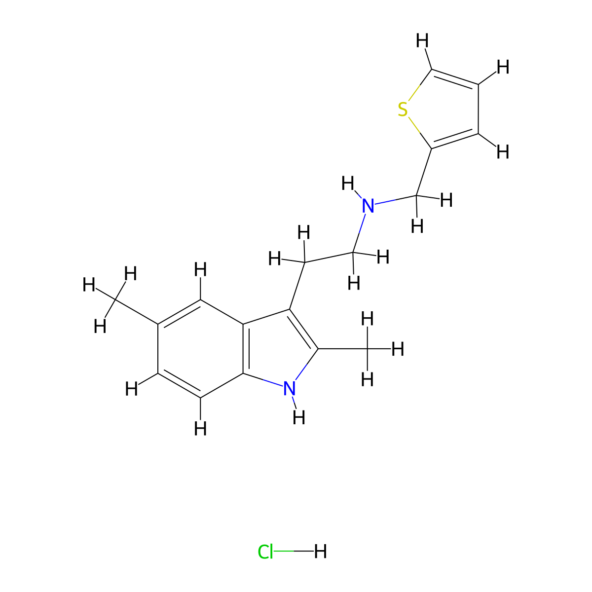 2-(2,5-dimethyl-1H-indol-3-yl)-N-(thiophen-2-ylmethyl)ethan-1-amine hydrochloride molecular structure, CAS 1052413-34-9