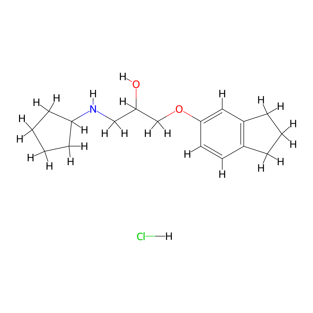 1-(cyclopentylamino)-3-((2,3-dihydro-1H-inden-5-yl)oxy)propan-2-ol hydrochloride molecular structure, CAS 1052415-82-3