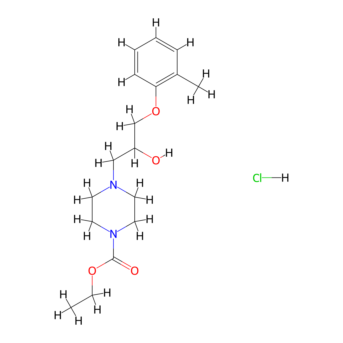 Ethyl 4-[2-hydroxy-3-(2-methylphenoxy)propyl]piperazine-1-carboxylate Hydrochloride molecular structure, CAS 1052416-20-2