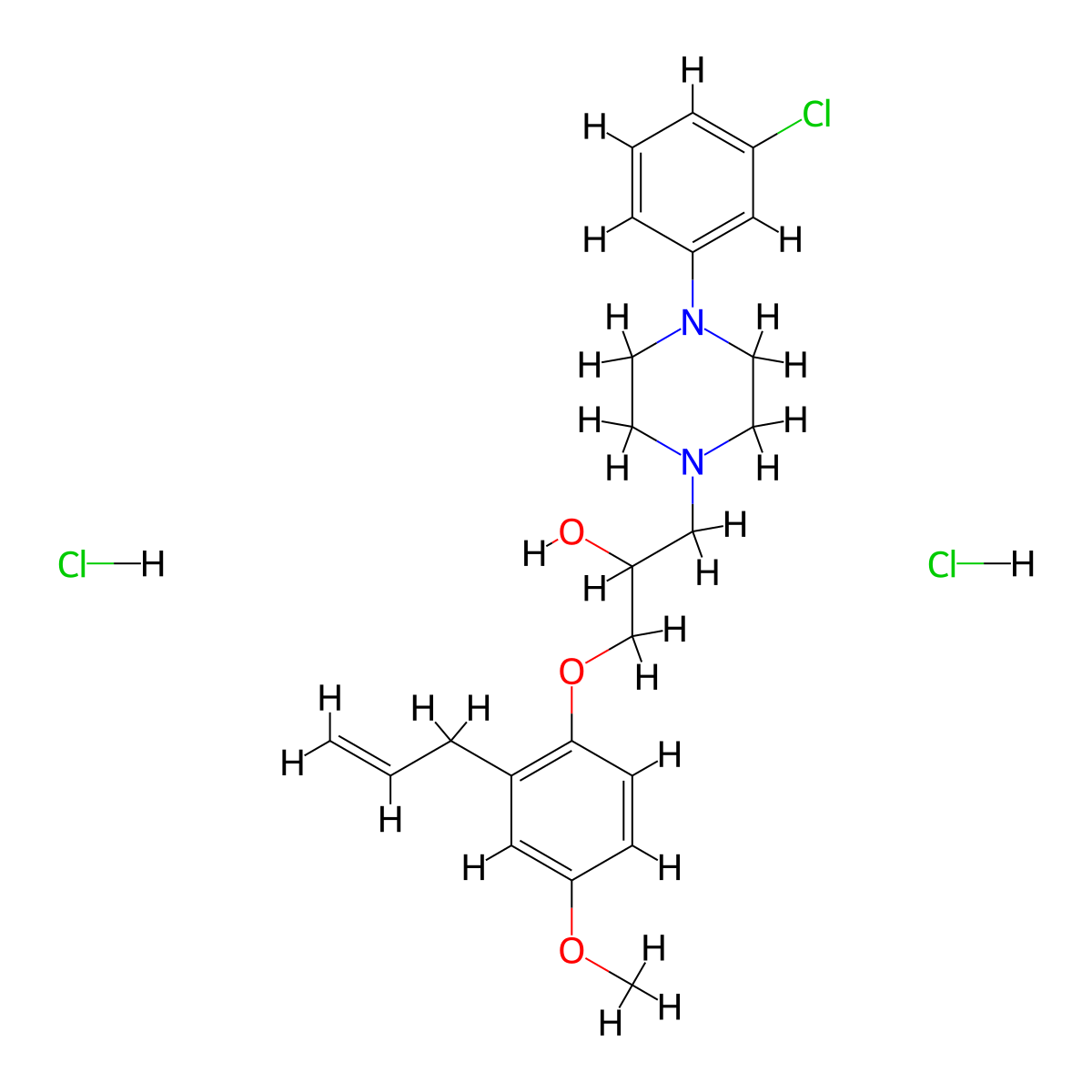 1-(2-Allyl-4-methoxyphenoxy)-3-(4-(3-chlorophenyl)piperazin-1-yl)propan-2-ol dihydrochloride molecular structure, CAS 1052417-61-4