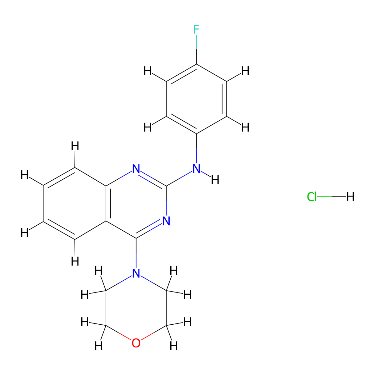 N-(4-fluorophenyl)-4-morpholinoquinazolin-2-amine hydrochloride molecular structure, CAS 1052417-74-9
