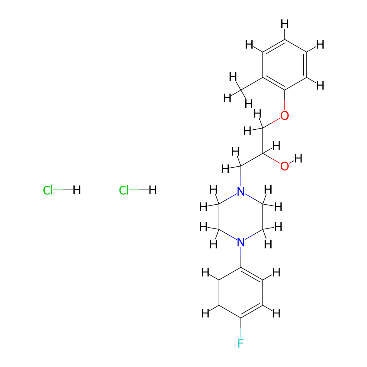 1-[4-(4-fluorophenyl)piperazin-1-yl]-3-(2-methylphenoxy)propan-2-ol Dihydrochloride molecular structure, CAS 1052417-78-3