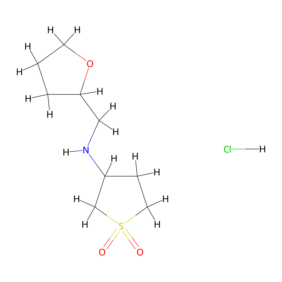 N-(1,1-dioxidotetrahydrothien-3-yl)-N-(tetrahydrofuran-2-ylmethyl)amine hydrochloride molecular structure, CAS 1052418-36-6