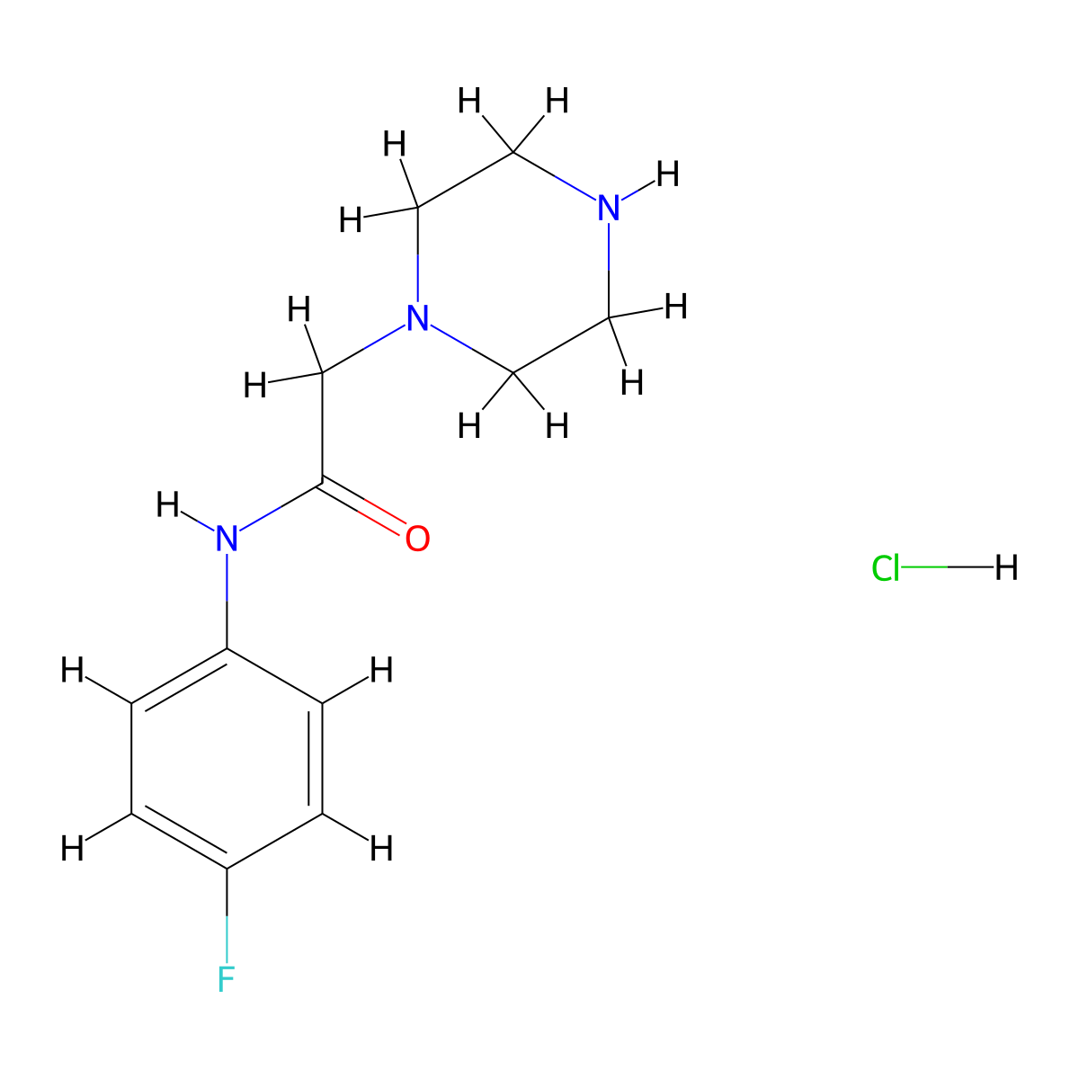 N-(4-fluorophenyl)-2-(piperazin-1-yl)acetamide hydrochloride molecular structure, CAS 1052418-64-0