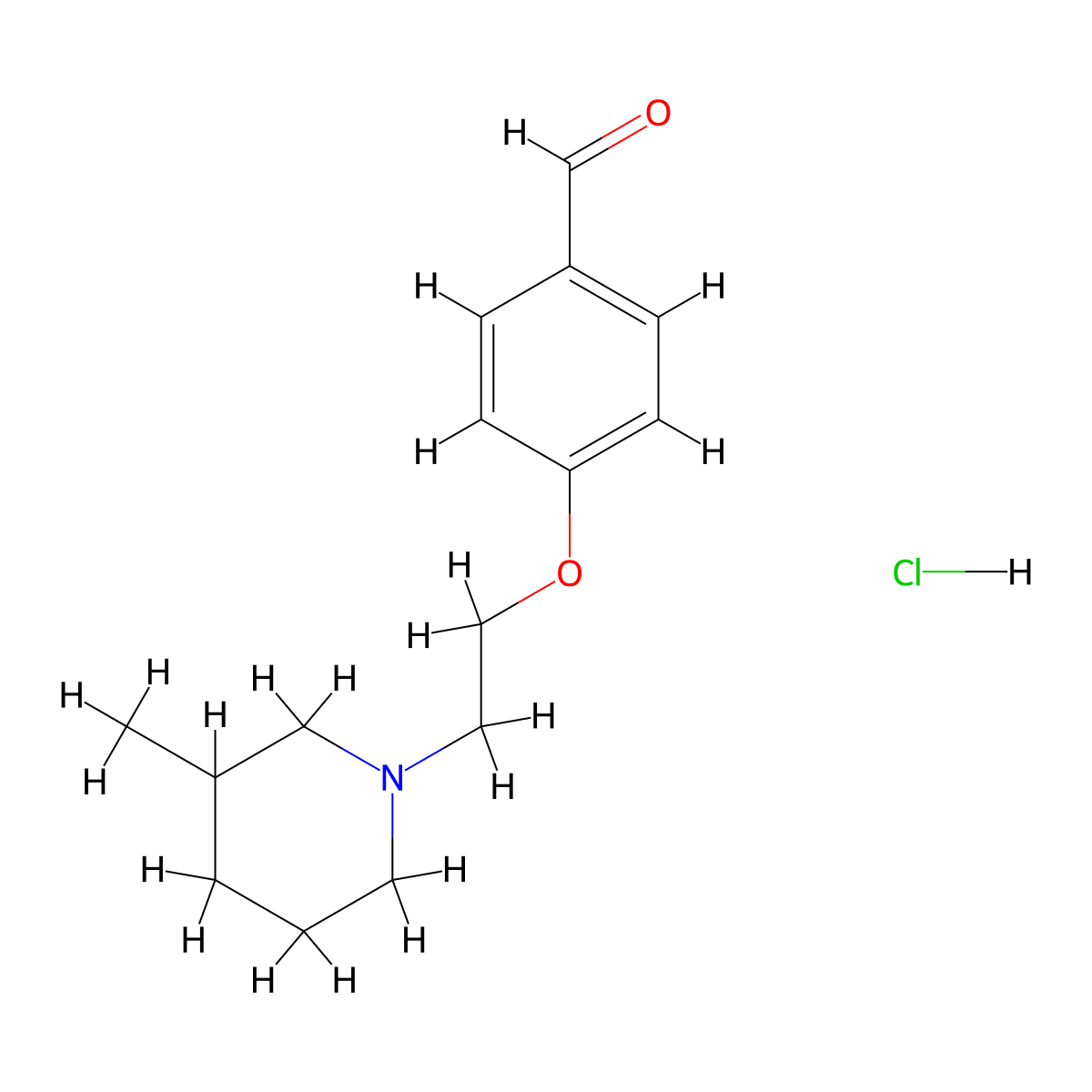 4-[2-(3-Methyl-1-piperidinyl)ethoxy]benzaldehyde hydrochloride molecular structure, CAS 1052419-83-6
