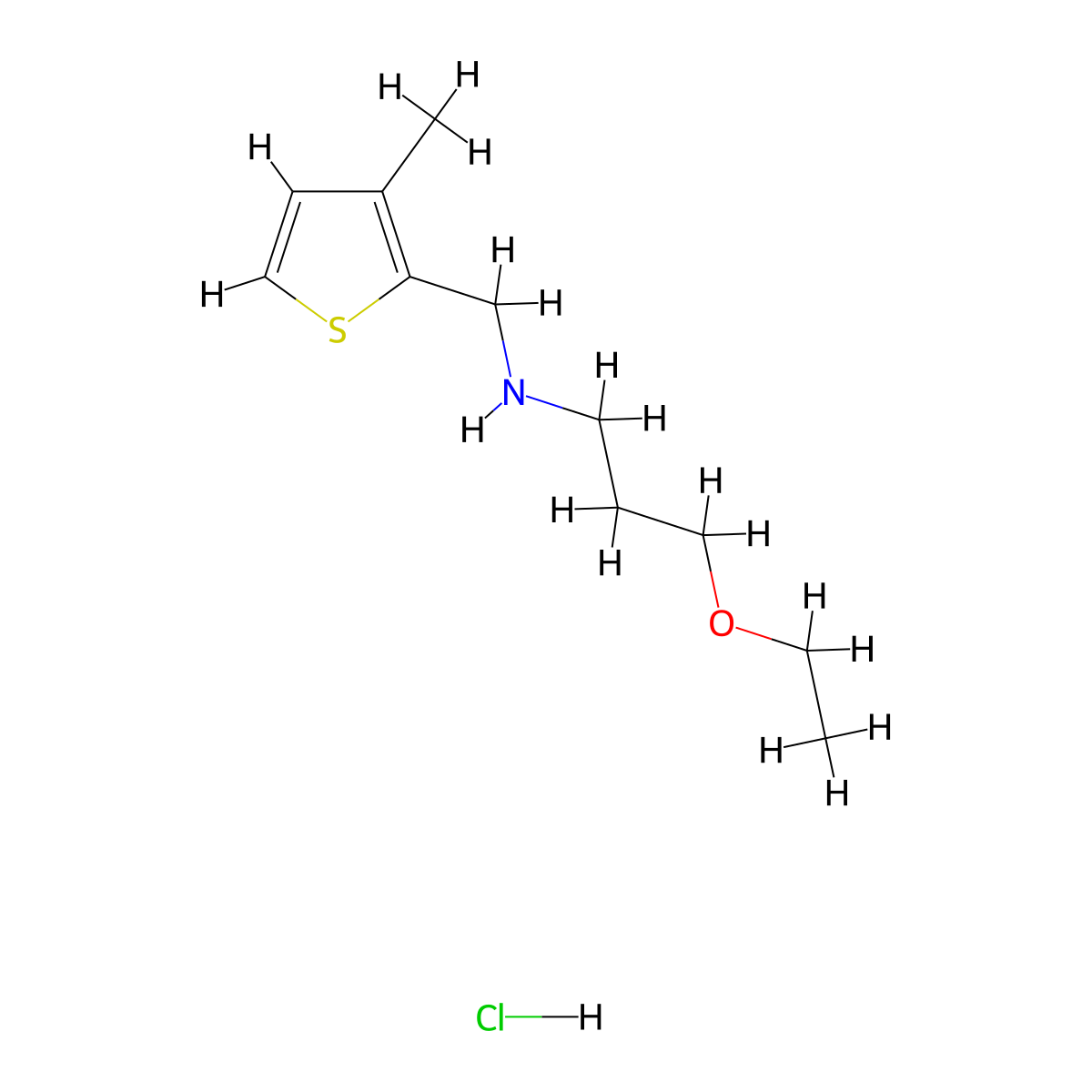 (3-Ethoxy-propyl)-(3-methyl-thiophen-2-ylmethyl)-amine hydrochloride molecular structure, CAS 1052421-08-5
