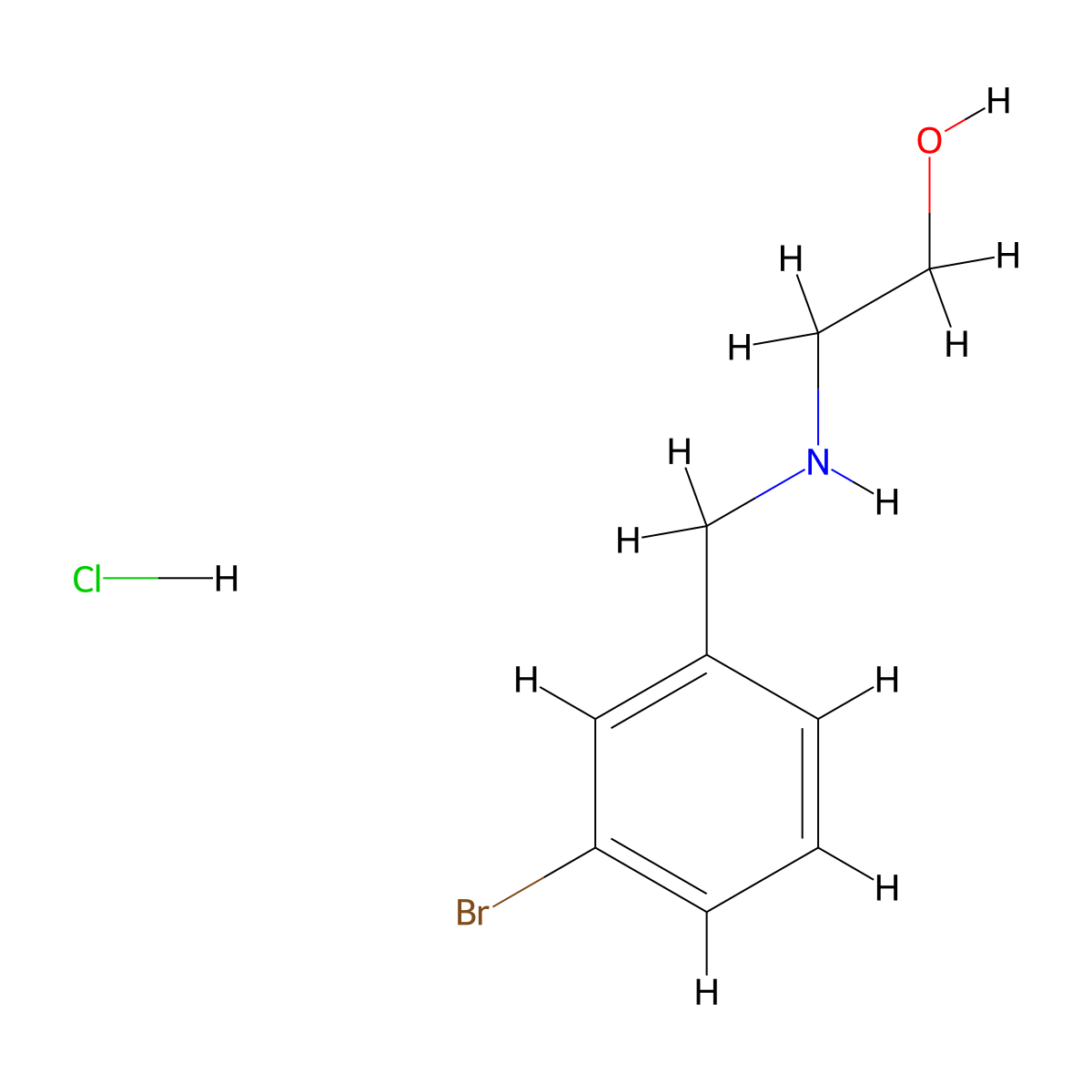 2-{[(3-Bromophenyl)methyl]amino}ethan-1-ol hydrochloride molecular structure, CAS 1052428-61-1