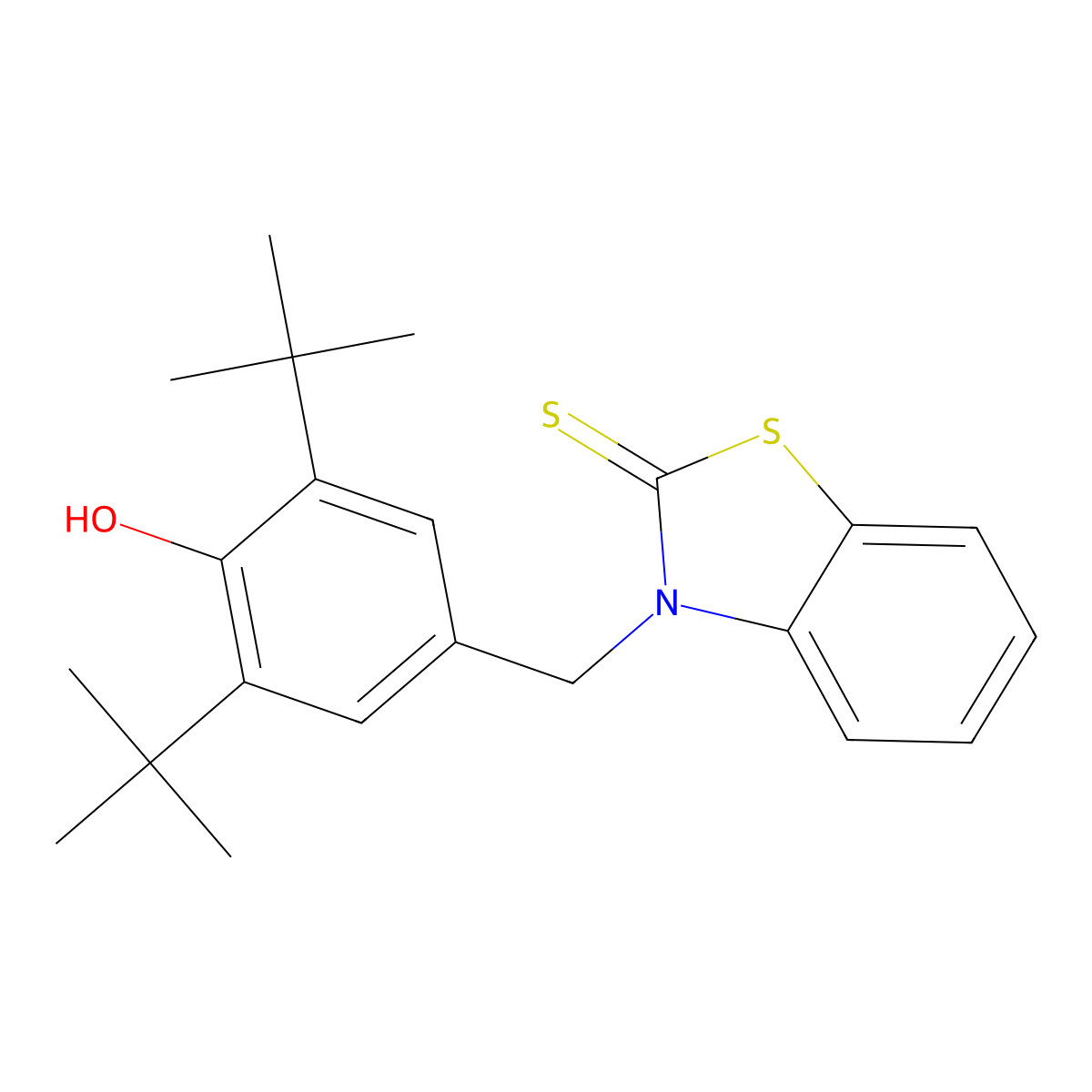 2(3H)-Benzothiazolethione, 3-[[3,5-bis(1,1-dimethylethyl)-4-hydroxyphenyl]methyl]- molecular structure, CAS 105247-17-4