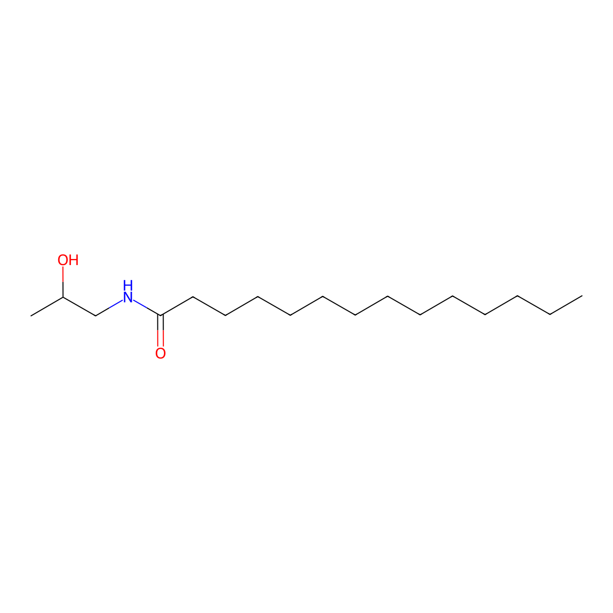 Myristic monoisopropanolamide molecular structure, CAS 10525-14-1