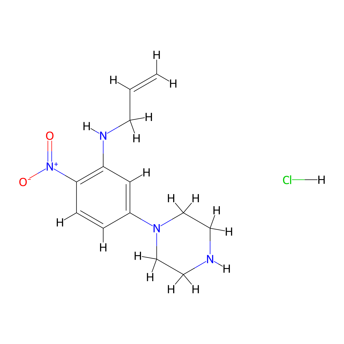N-allyl-2-nitro-5-piperazin-1-ylaniline hydrochloride molecular structure, CAS 1052506-28-1