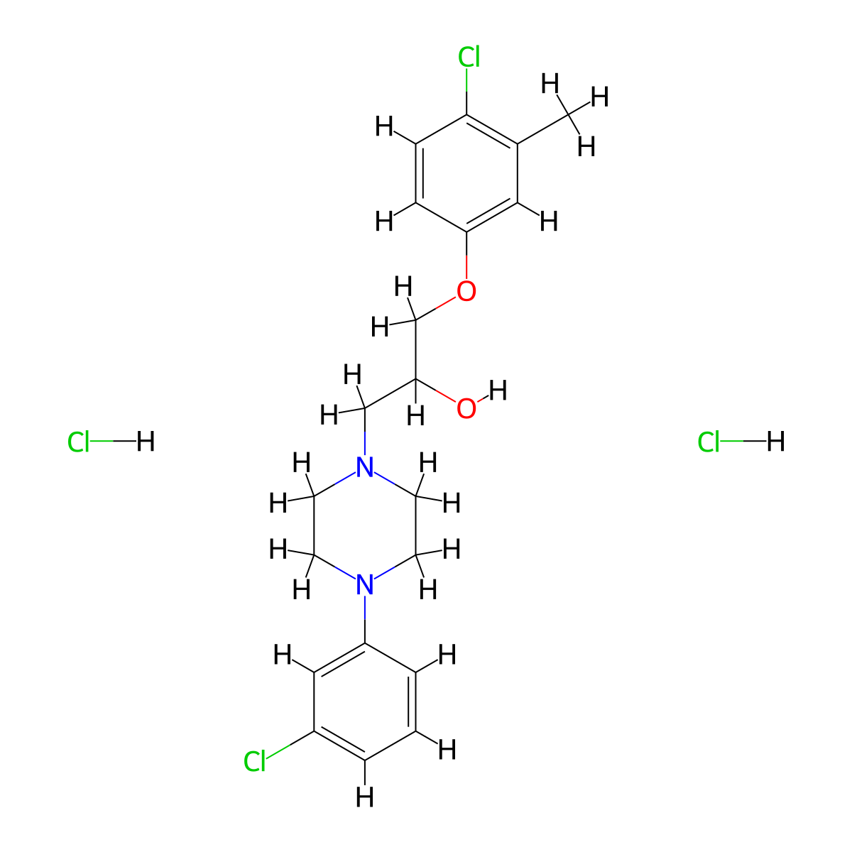 1-(4-Chloro-3-methylphenoxy)-3-[4-(3-chlorophenyl)piperazin-1-yl]propan-2-ol dihydrochloride molecular structure, CAS 1052507-81-9