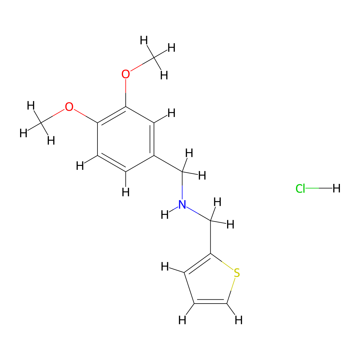 N-(3,4-dimethoxybenzyl)-N-(thien-2-ylmethyl)amine hydrochloride molecular structure, CAS 1052508-03-8