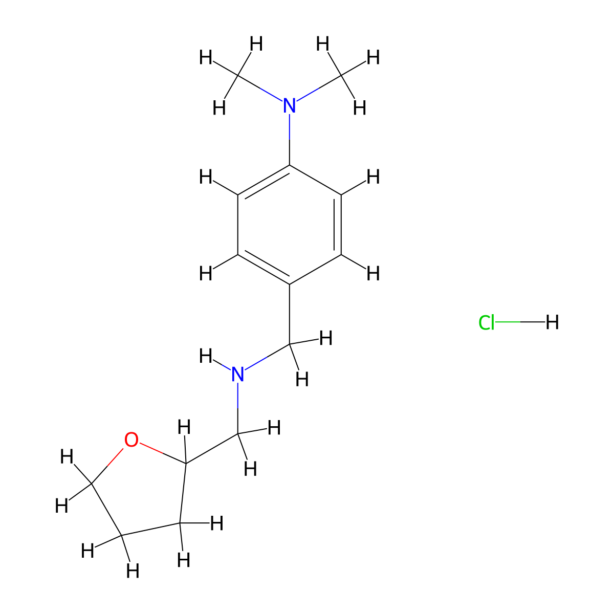 Dimethyl-(4-{[(tetrahydro-furan-2-ylmethyl)-amino]-methyl}-phenyl)-amine hydrochloride molecular structure, CAS 1052508-50-5