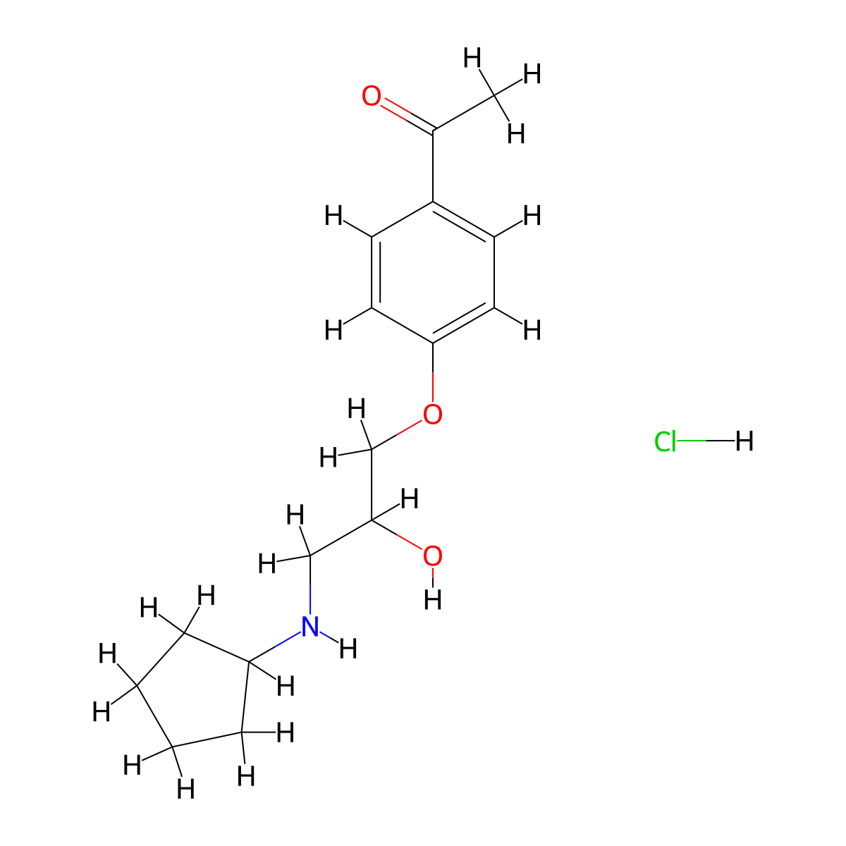 1-(4-(3-(Cyclopentylamino)-2-hydroxypropoxy)phenyl)ethanone hydrochloride molecular structure, CAS 1052509-83-7