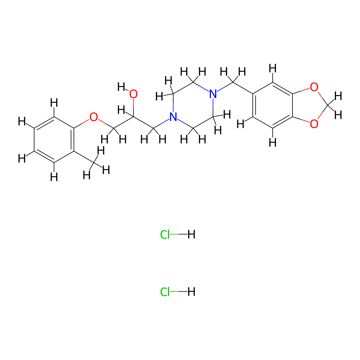 1-(4-(Benzo[d][1,3]dioxol-5-ylmethyl)piperazin-1-yl)-3-(o-tolyloxy)propan-2-ol dihydrochloride molecular structure, CAS 1052510-25-4