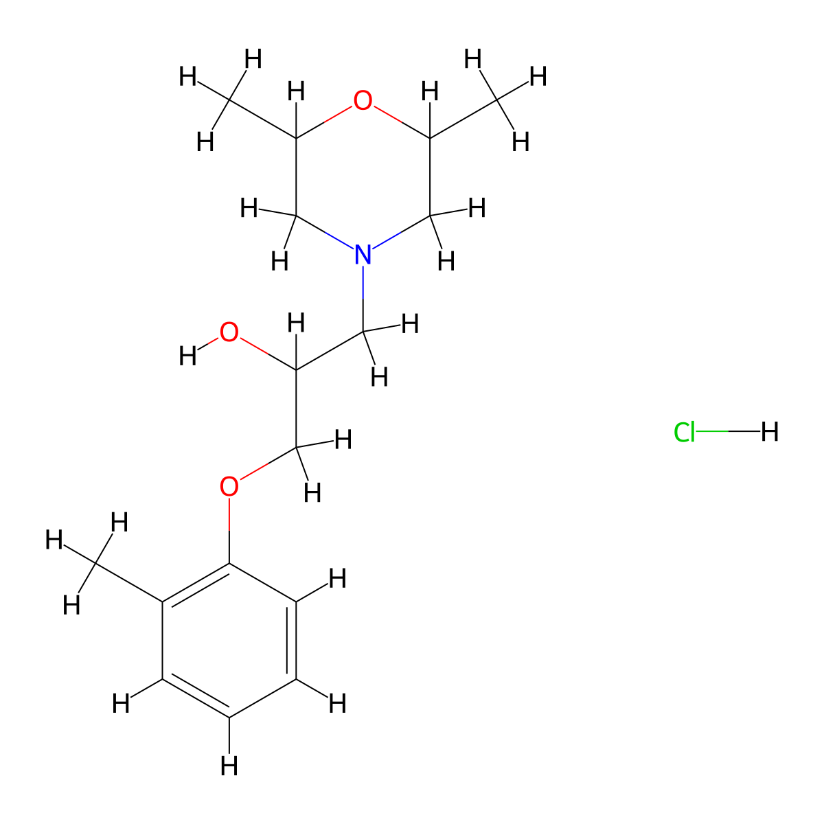 1-(2,6-dimethylmorpholin-4-yl)-3-(2-methylphenoxy)propan-2-ol Hydrochloride molecular structure, CAS 1052510-47-0