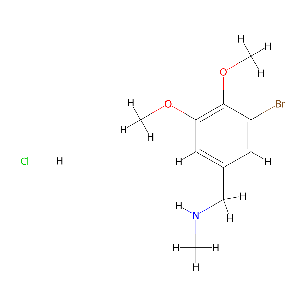 1-(3-bromo-4,5-dimethoxyphenyl)-N-methylmethanamine hydrochloride molecular structure, CAS 1052510-60-7