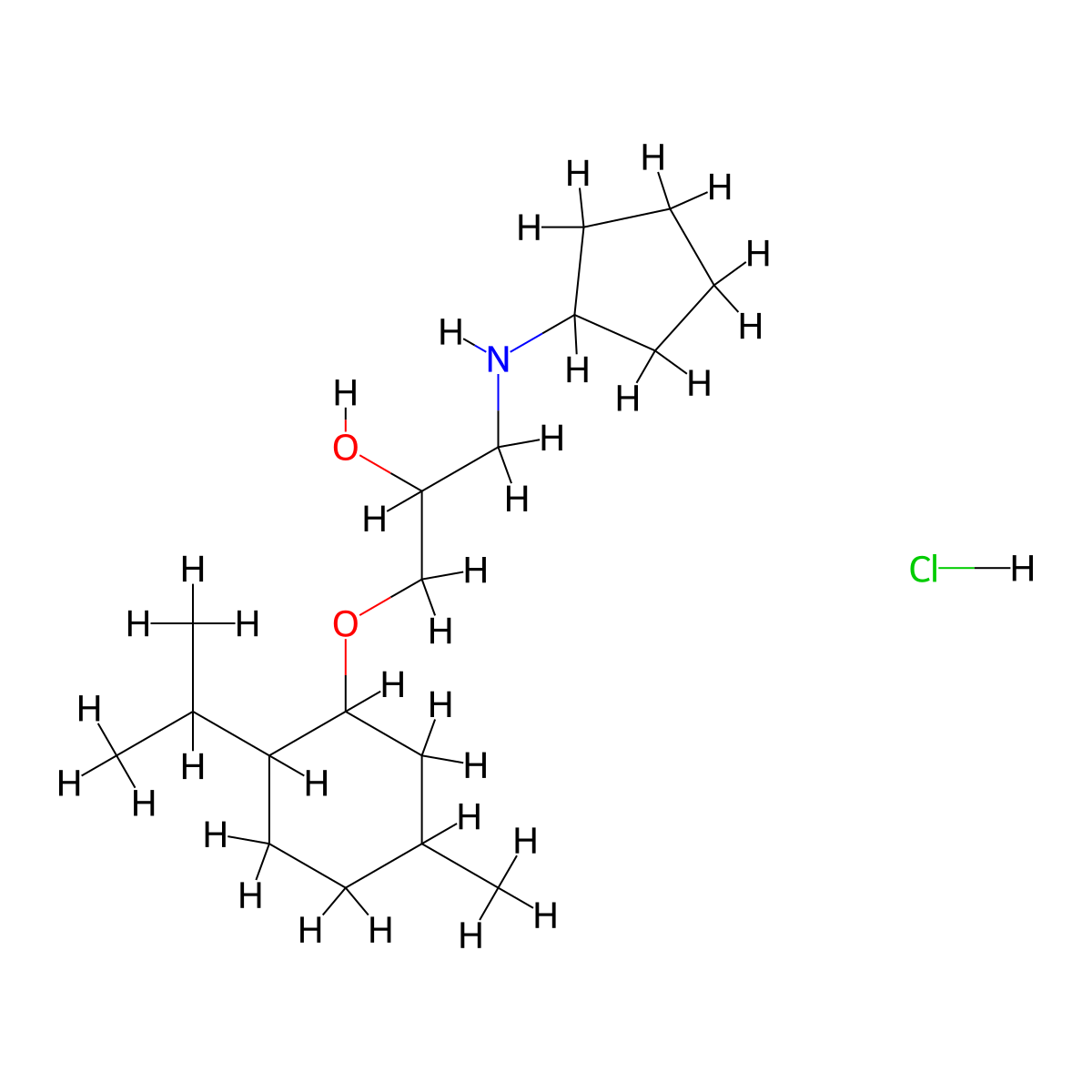 1-(Cyclopentylamino)-3-((2-isopropyl-5-methylcyclohexyl)oxy)propan-2-ol hydrochloride molecular structure, CAS 1052510-77-6
