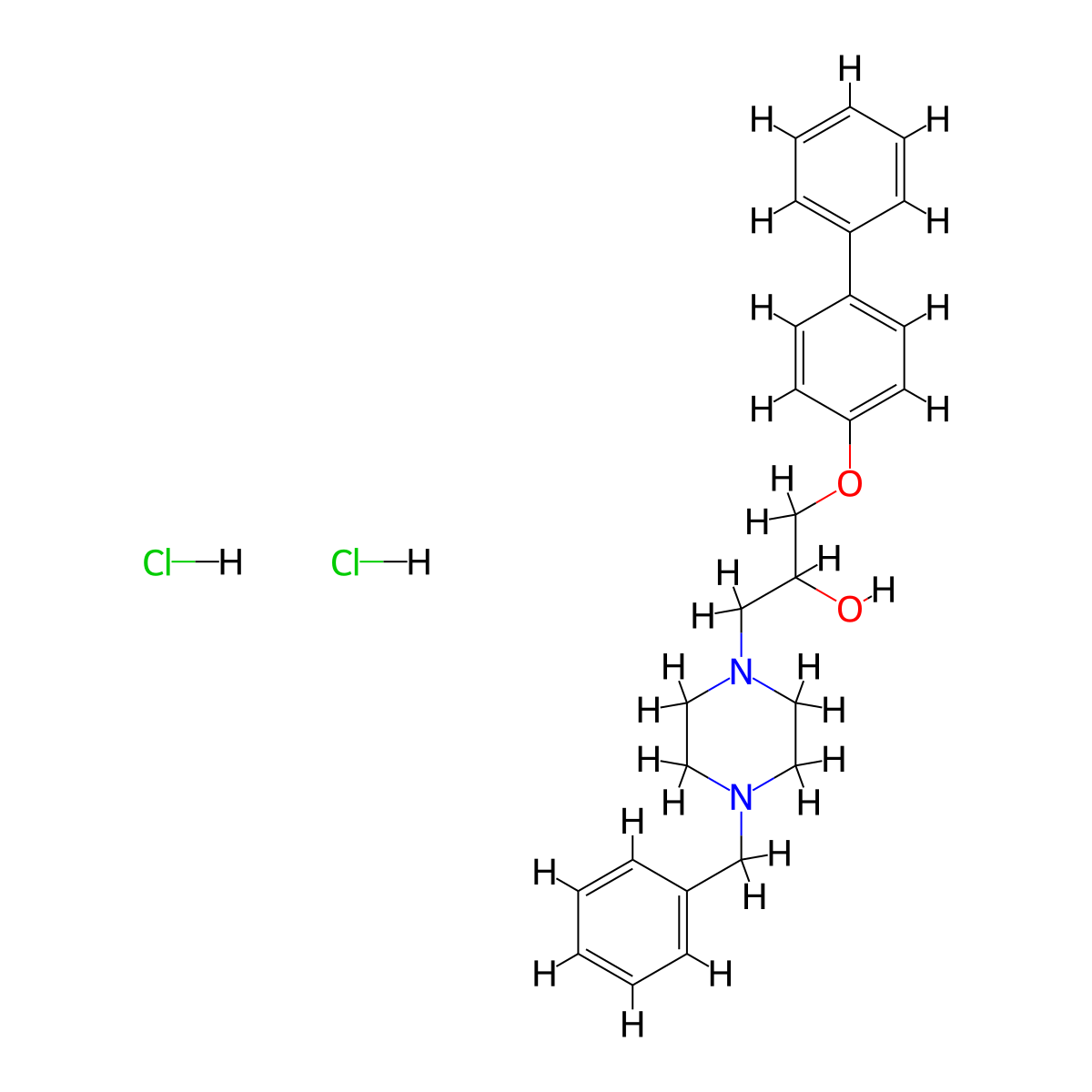 1-(4-Benzyl-1-piperazinyl)-3-([1,1'-biphenyl]-4-yloxy)-2-propanol dihydrochloride molecular structure, CAS 1052510-79-8