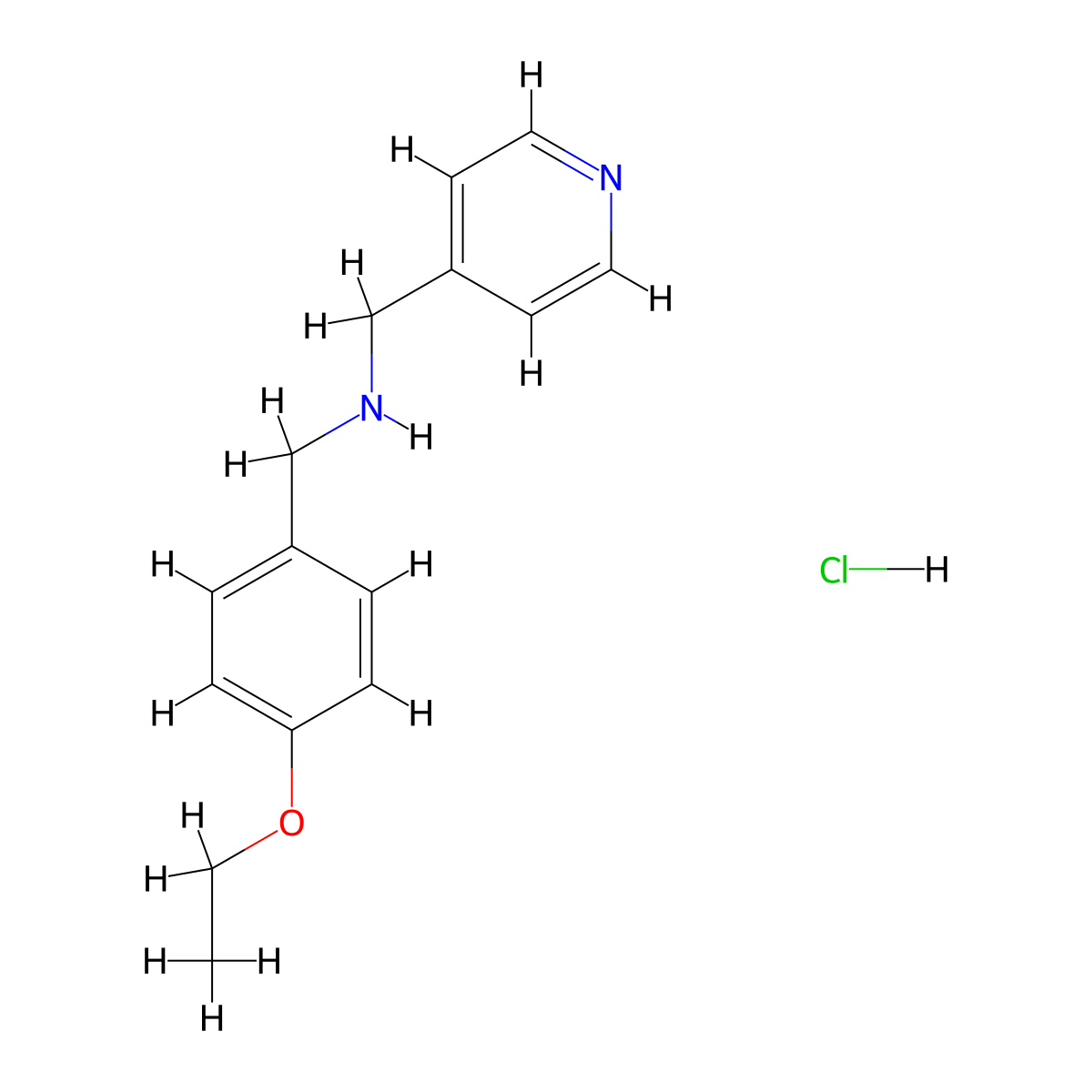 1-(4-ethoxyphenyl)-{N}-(pyridin-4-ylmethyl)methanamine molecular structure, CAS 1052512-18-1
