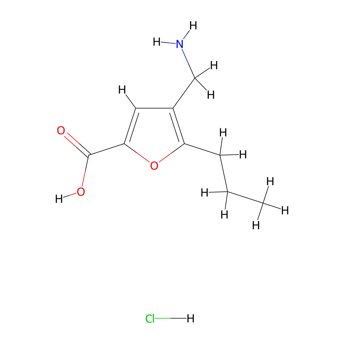 4-Aminomethyl-5-propyl-furan-2-carboxylic acid hydrochloride molecular structure, CAS 1052514-48-3
