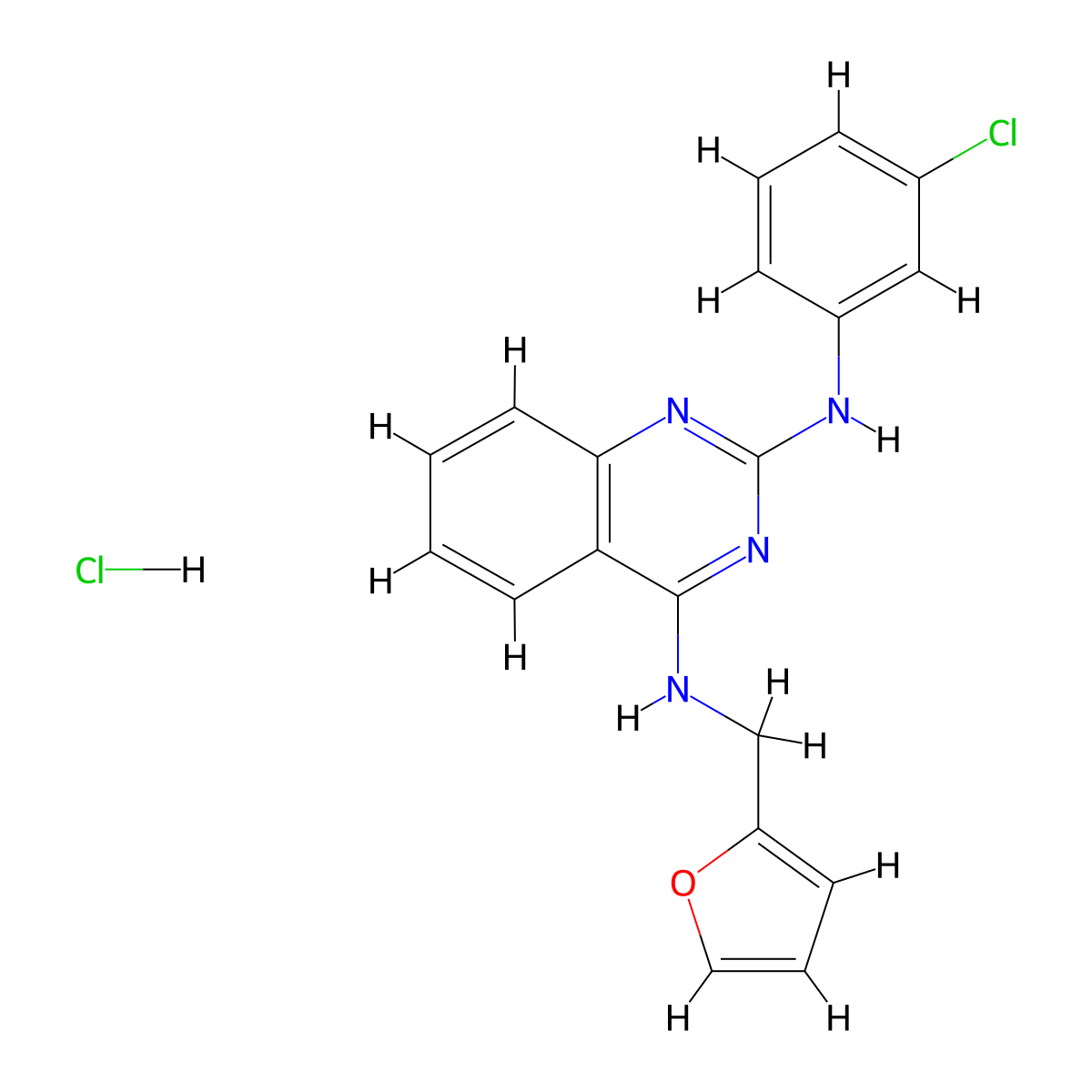 N2-(3-chlorophenyl)-N4-(furan-2-ylmethyl)quinazoline-2,4-diamine hydrochloride molecular structure, CAS 1052515-41-9