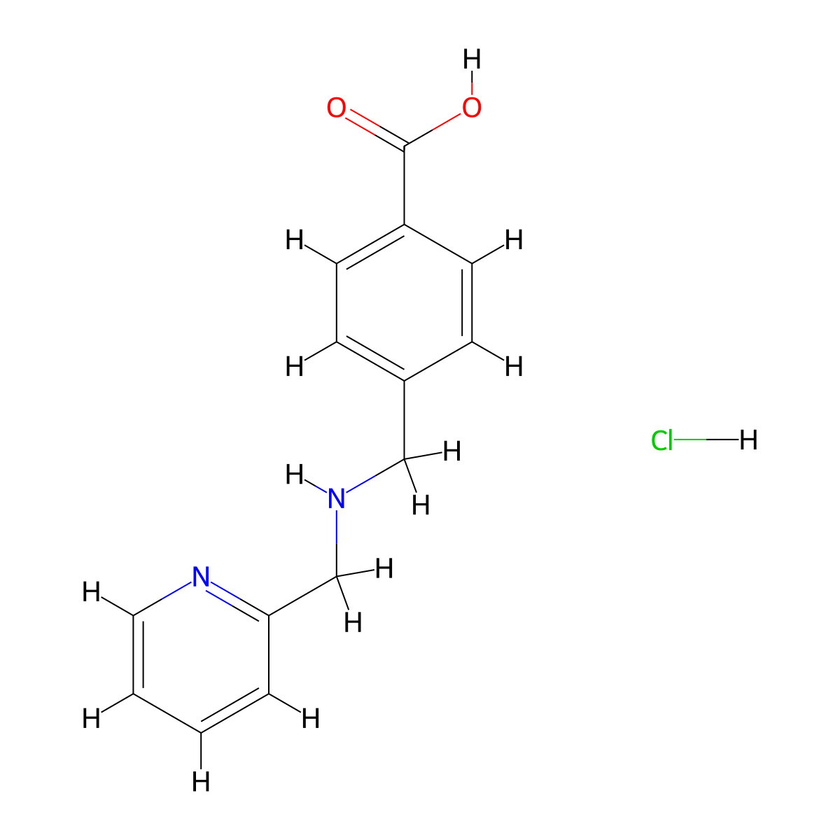4-{[(2-Pyridinylmethyl)amino]methyl}benzoic acid hydrochloride molecular structure, CAS 1052516-42-3