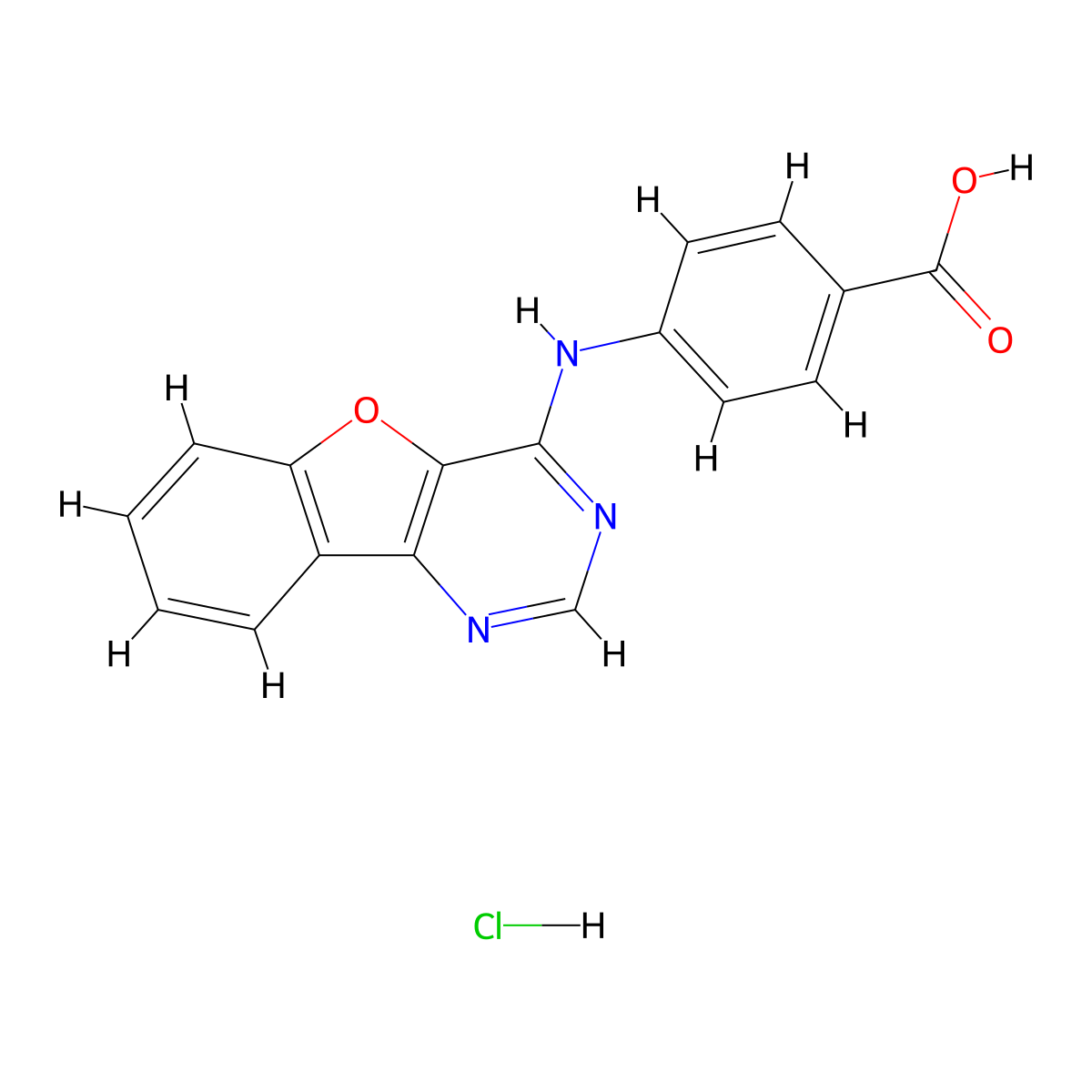 4-(Benzofuro[3,2-d]pyrimidin-4-ylamino)benzoic acid hydrochloride molecular structure, CAS 1052516-44-5